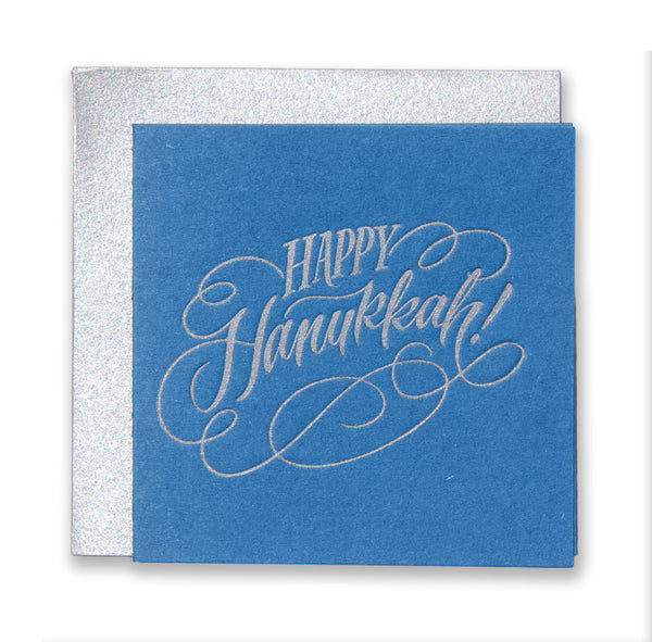 Happy Hanukkah Script Hue Letterpress Tiny Card
