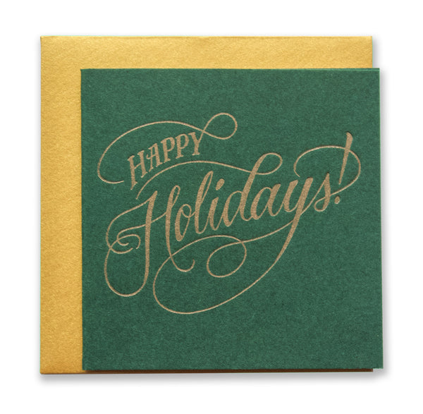 Happy Holidays Script Hue Letterpress Tiny Card