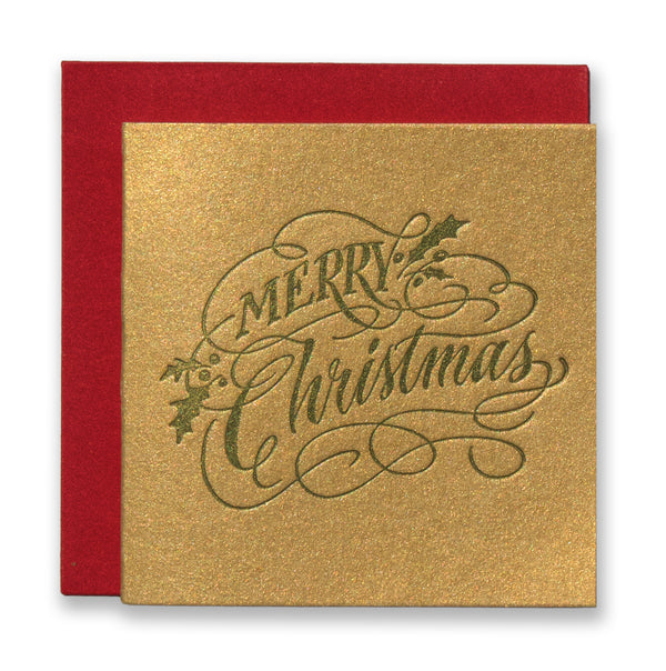 Merry Christmas Script Hue Letterpress Tiny Card