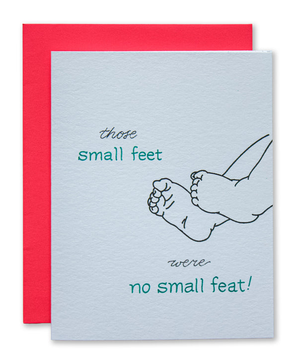 Small Feet/No Small Feat Baby Risograph Greeting Card