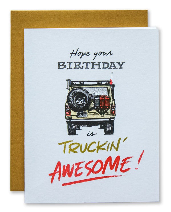 Truckin' Awesome Birthday Risograph Greeting Card
