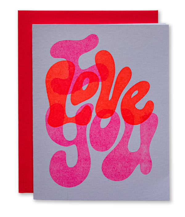 Wavy Overlay I Love You Risograph Card