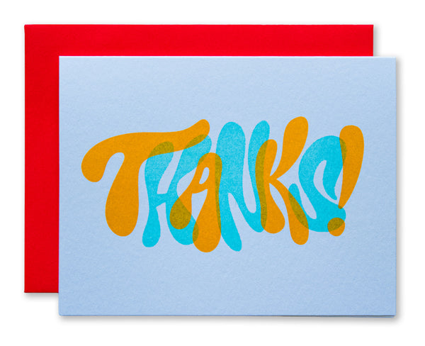 Wavy Overlay Thanks Risograph Greeting Card