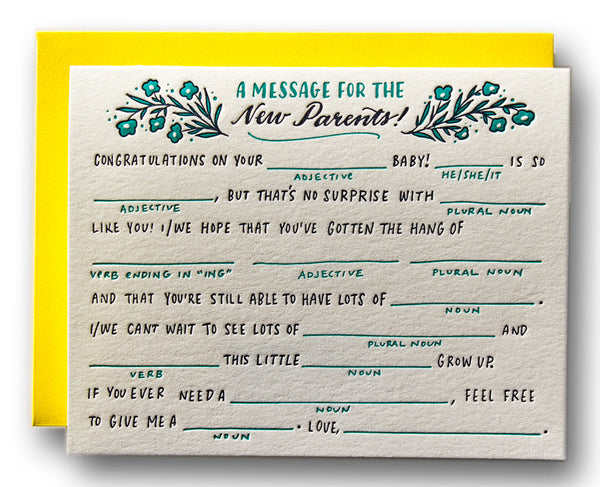 A Message for the New Parents, Fill-in-the-Blank