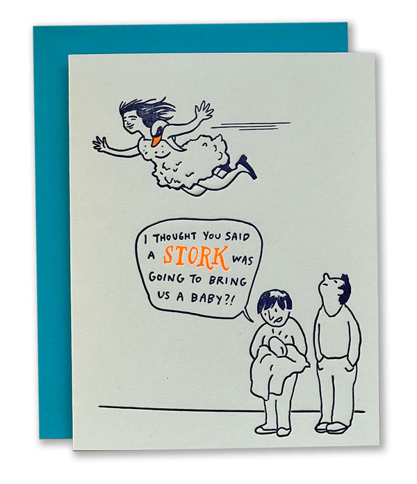 Bjork Stork Letterpress Card